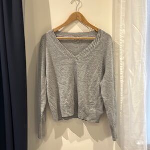 Gray J Crew Cashmere V-Neck Sweater